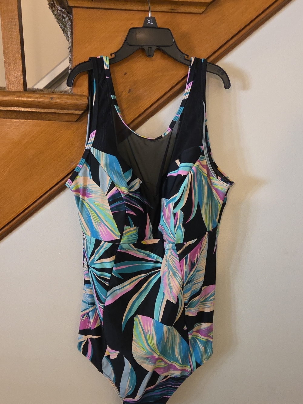 torrid Black One-Piece Swimsuit with Multicolor Tropical Leaf Print